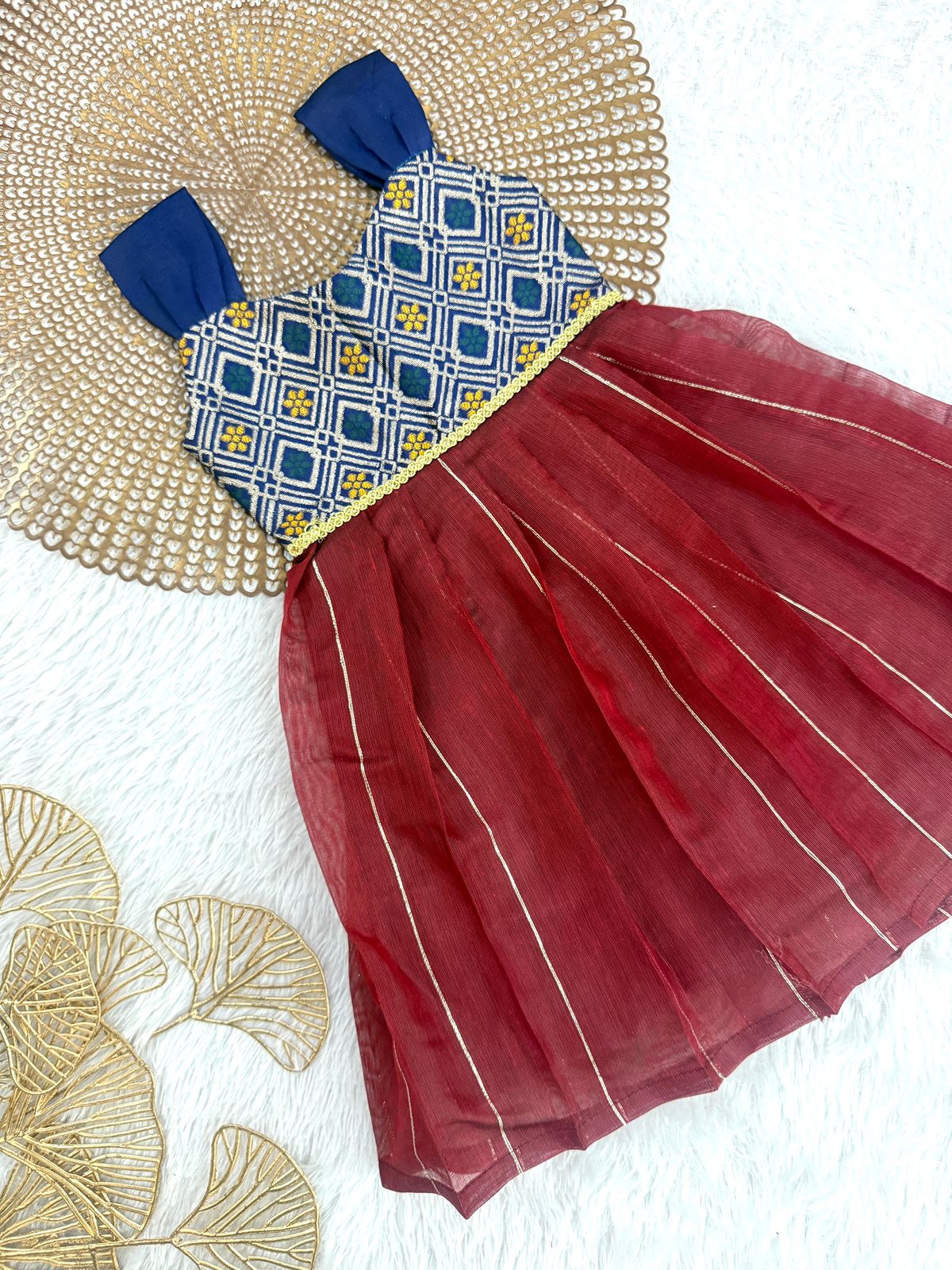 Mazhalai - Blue Maroon Frock Minipattu
