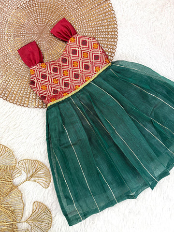 Mazhalai - Red Green Frock Minipattu