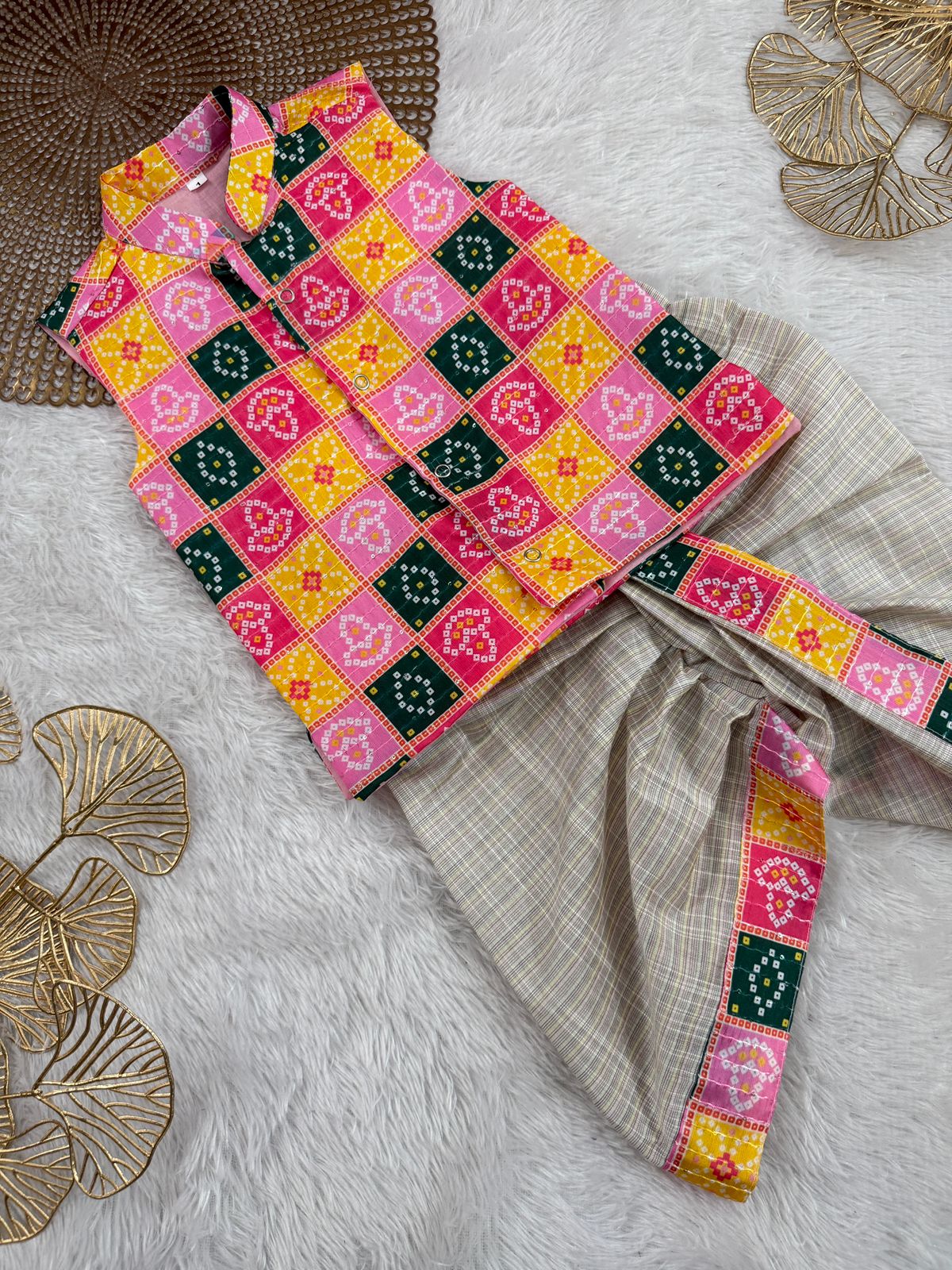 Dev - Multi color checks Kurtha set