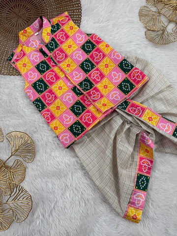 Dev - Multi color checks Kurtha set