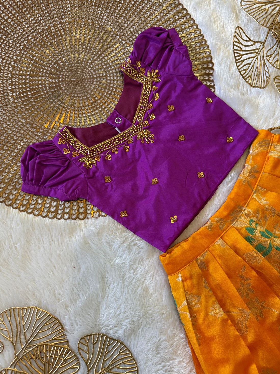 Tara - Voilet Orange Designer Minipattu