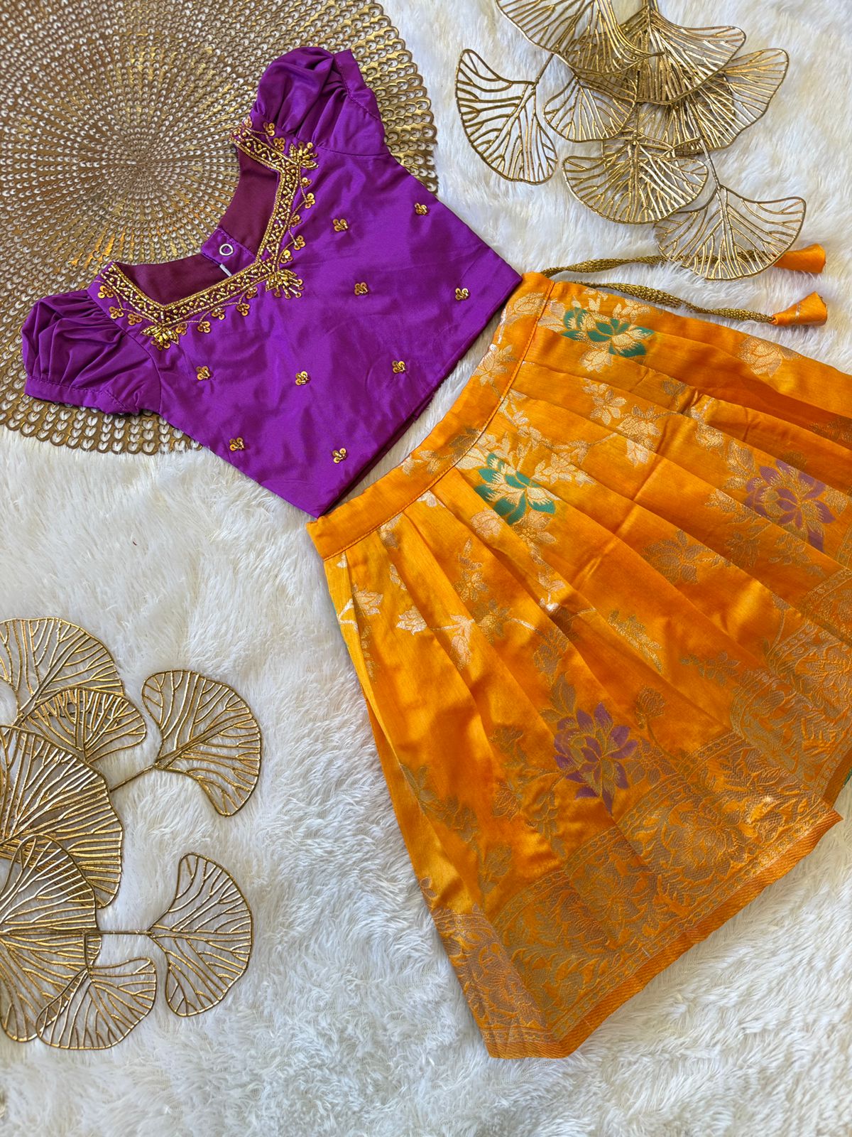 Tara - Voilet Orange Designer Minipattu