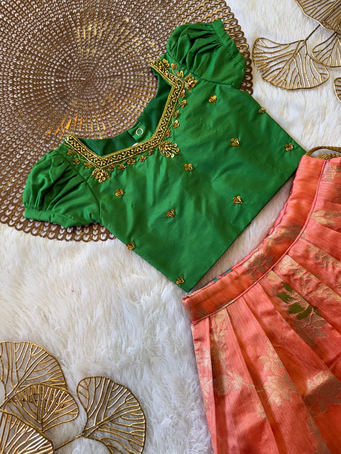 Tara - Green Pink Designer Minipattu