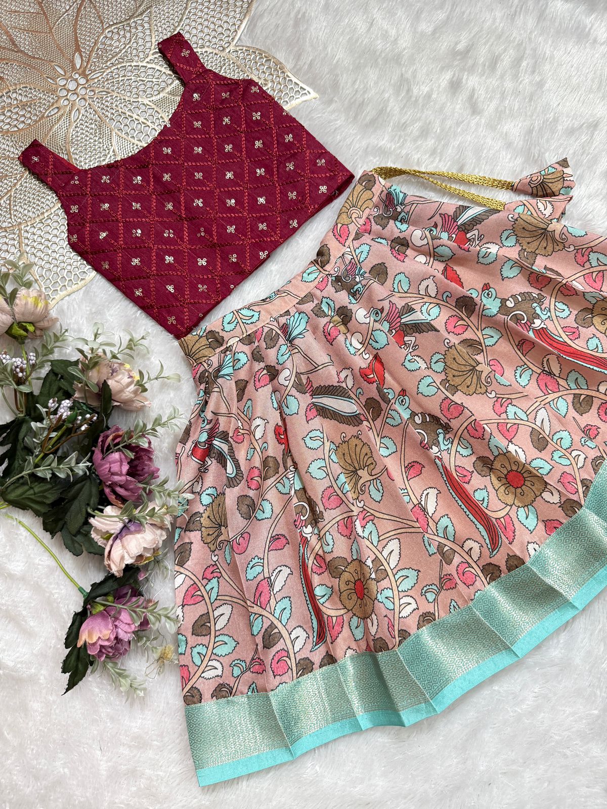 Vriksha - Maroon Kalamkari Minipattu