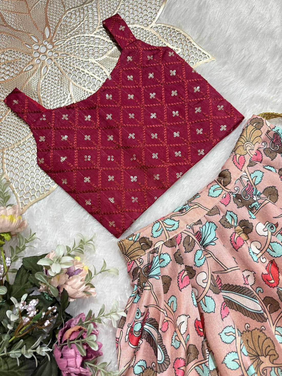Vriksha - Maroon Kalamkari Minipattu