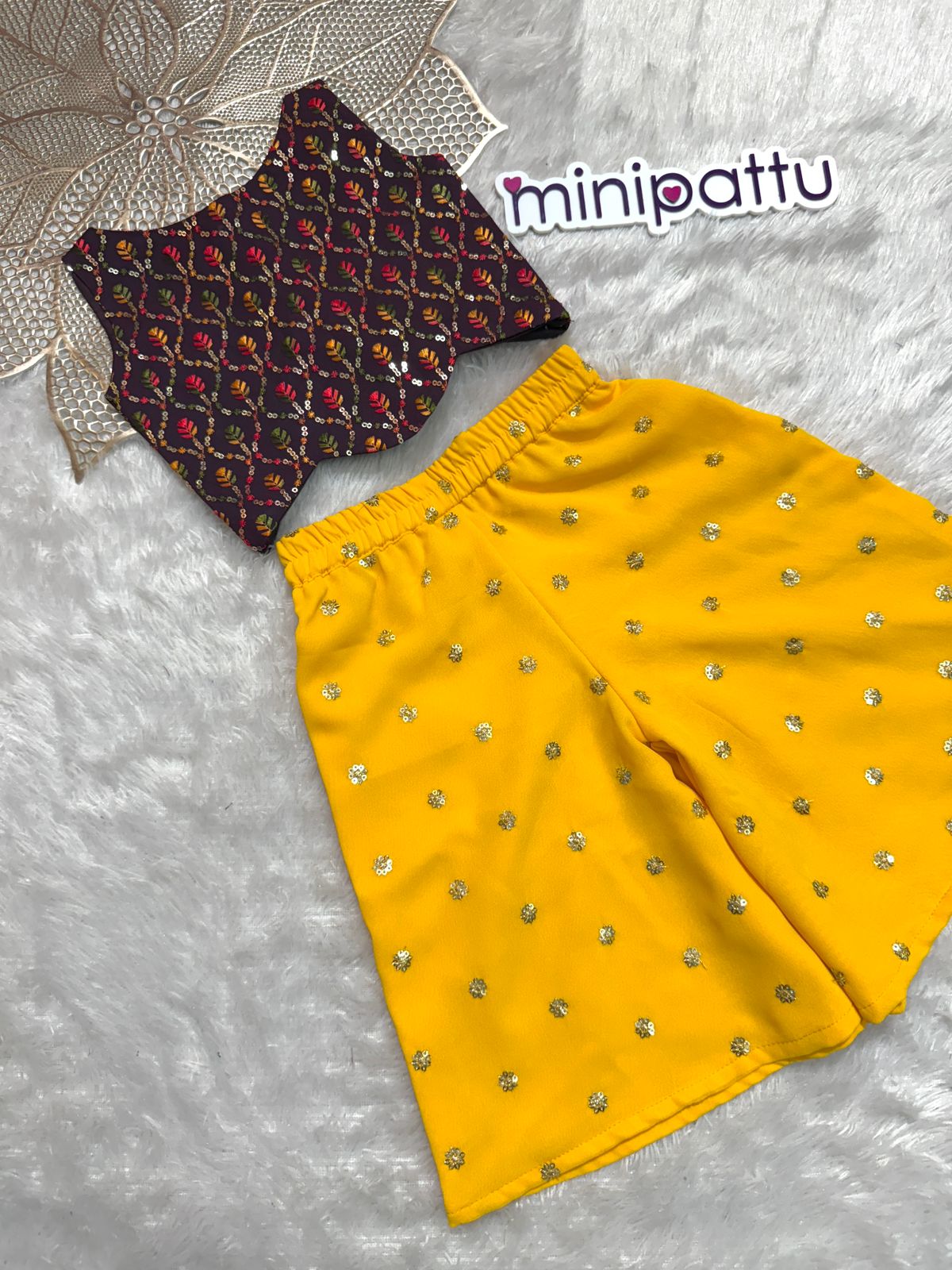 Shriya - Purple Yellow Designer Palazzo Minipattu
