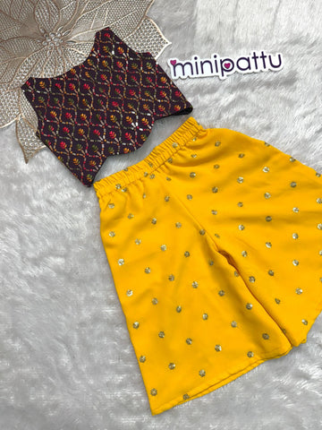 Shriya - Purple Yellow Designer Palazzo Minipattu