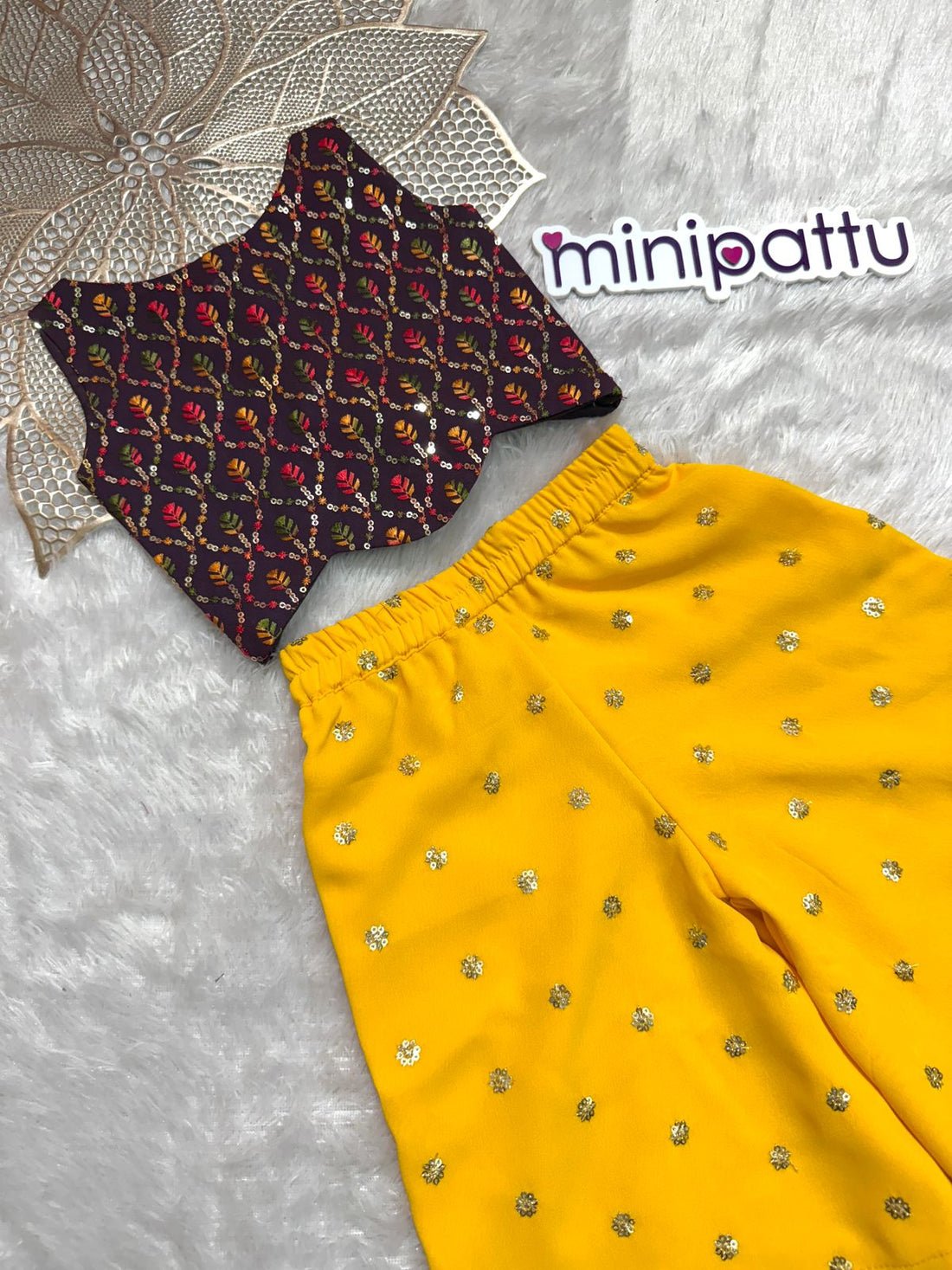 Shriya - Purple Yellow Designer Palazzo Minipattu