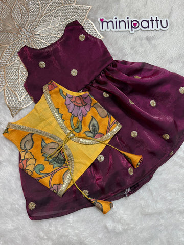 Meha - Mustard Yellow Purple Designer Minipattu