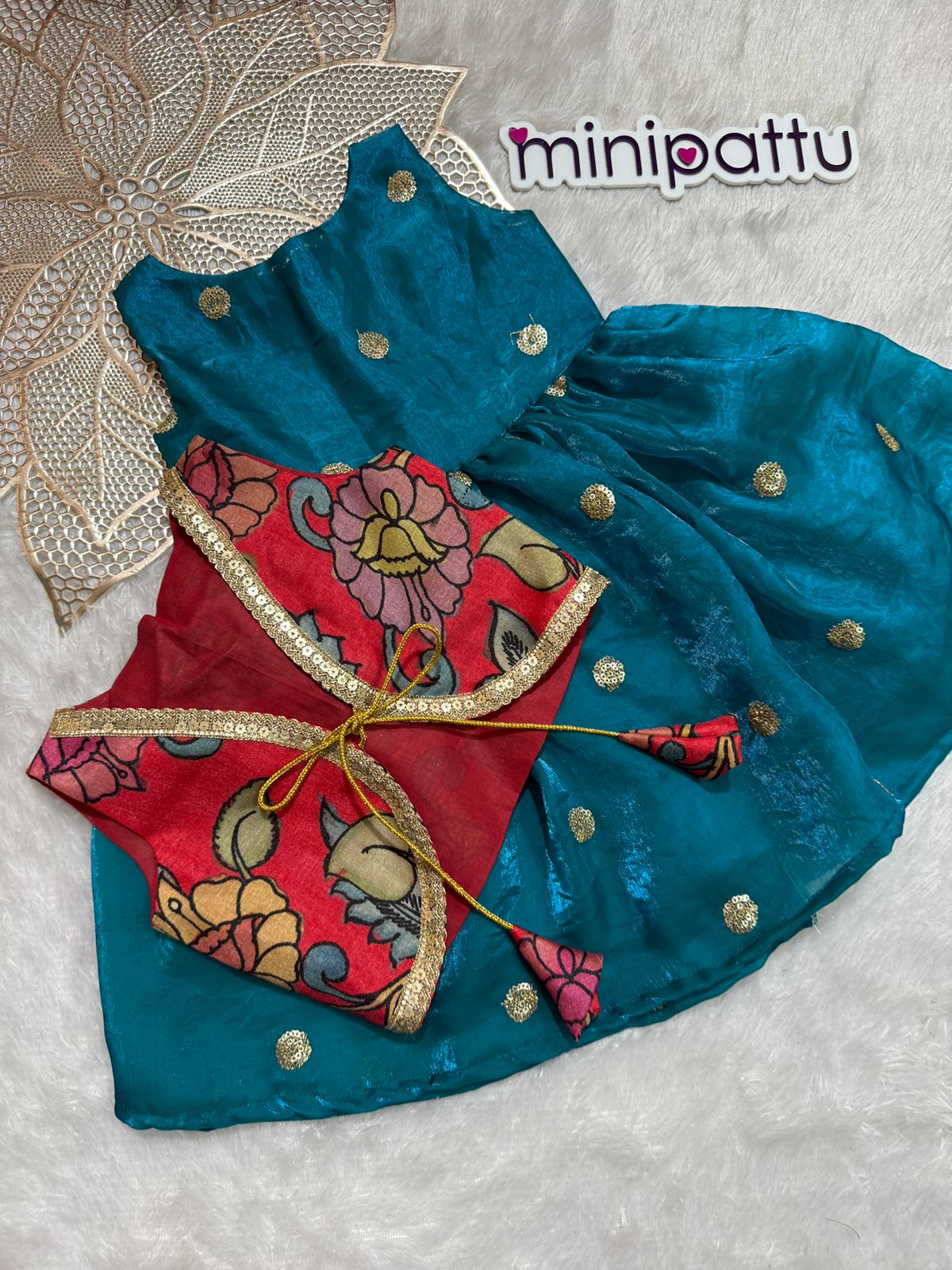 Meha - Red Teal Designer Minipattu