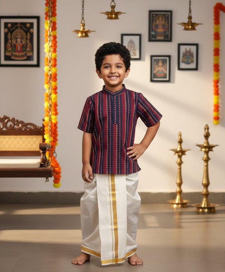 Pranav - Blue Kurta Shirt & Dhothi Set