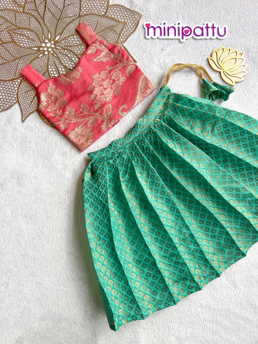 Amara - Pink pastel Green Minipattu