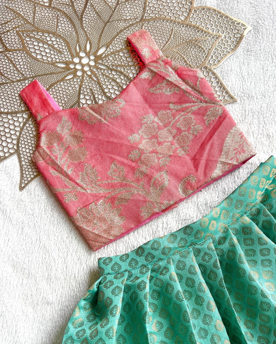 Amara - Pink pastel Green Minipattu