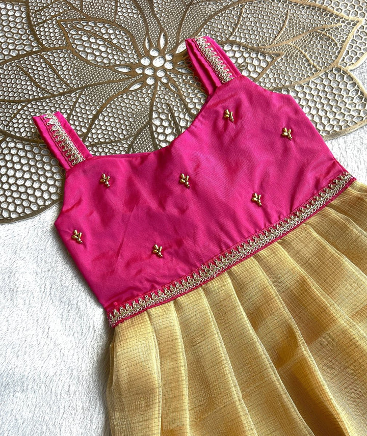 Anu - Pink Gold Frock Minipattu