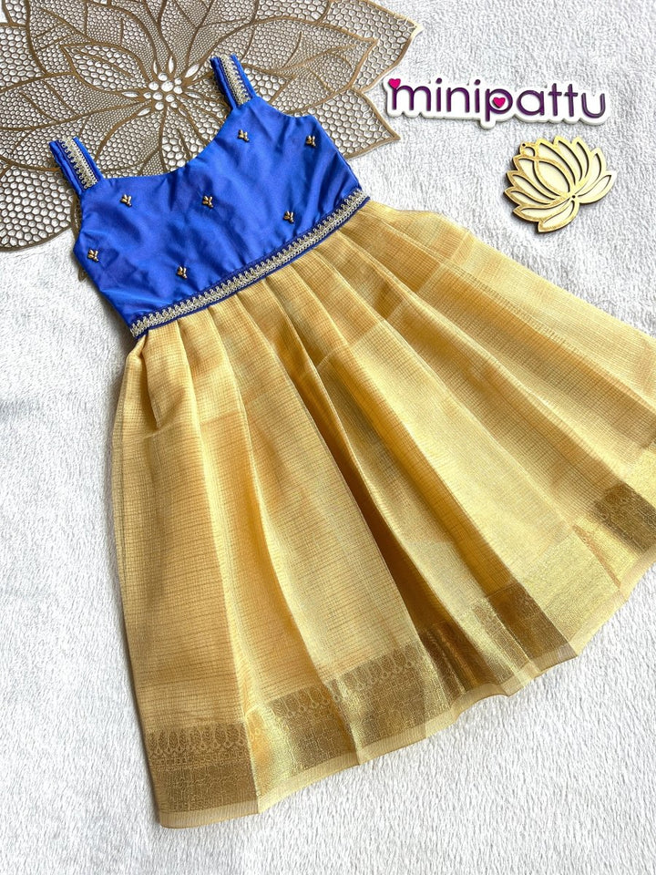 Anu - Royal Blue Gold Frock Minipattu
