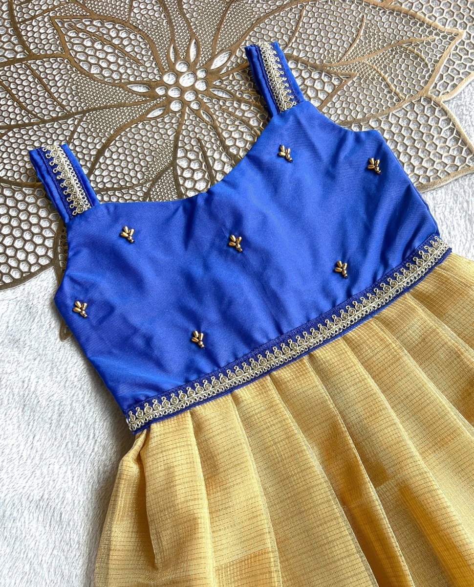 Anu - Royal Blue Gold Frock Minipattu