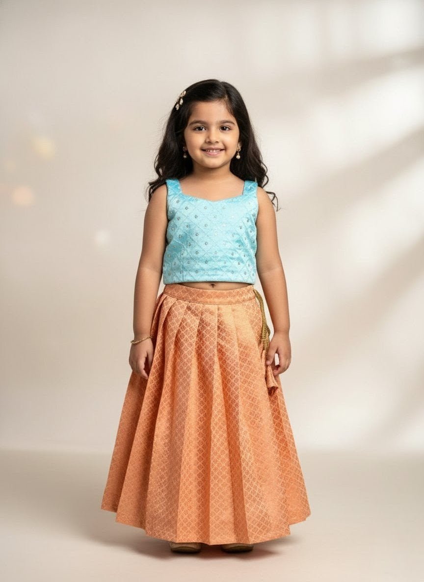 Aparna - Blue Peach Designer Minipattu