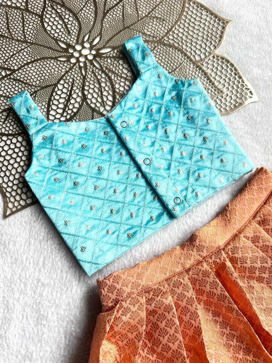 Aparna - Blue Peach Designer Minipattu