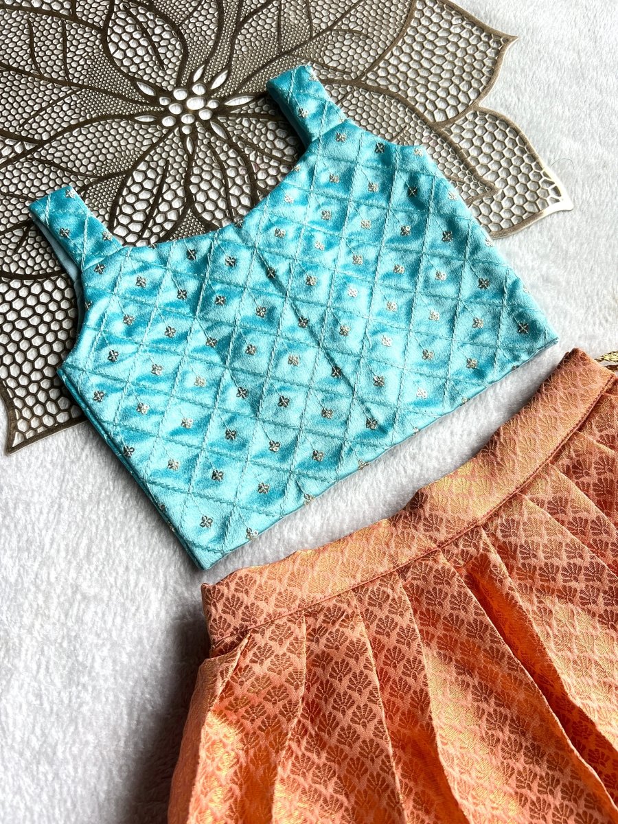 Aparna - Blue Peach Designer Minipattu