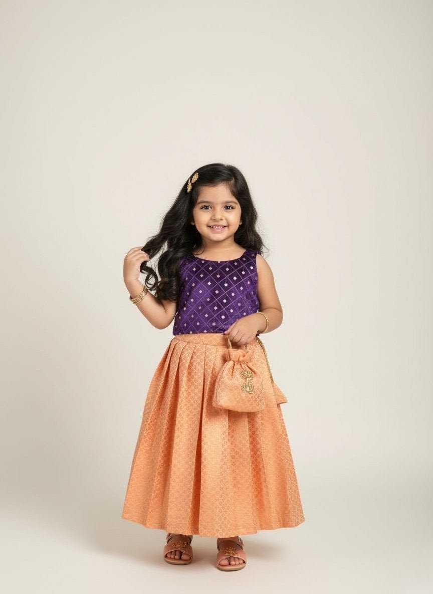 Aparna -Violet Peach Designer Minipattu