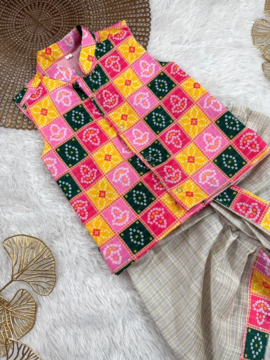 Dev - Multi color checks Kurtha set