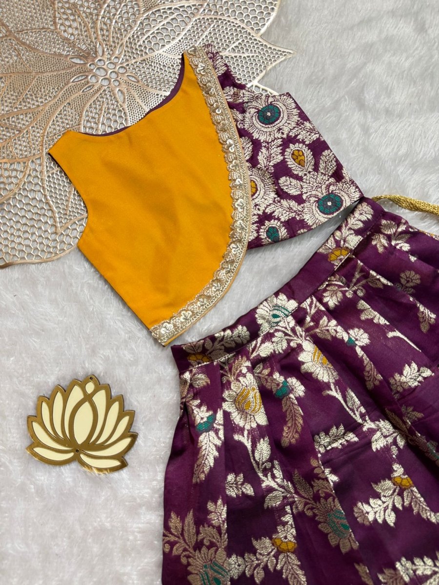 Dharsana - Musturd Yellow Voilet Designer Minipattu