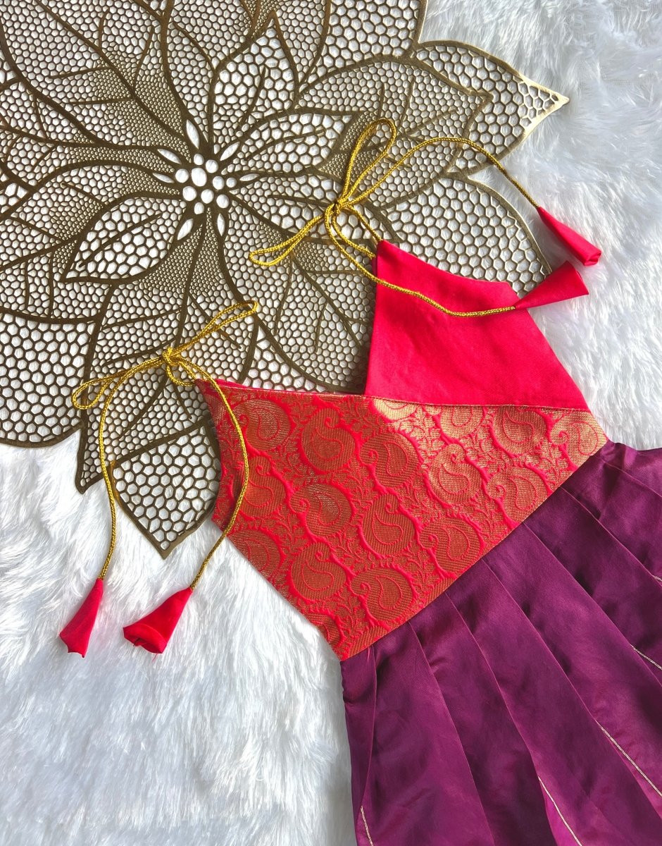 Hamsika - Pink burgundy Frock Minipattu