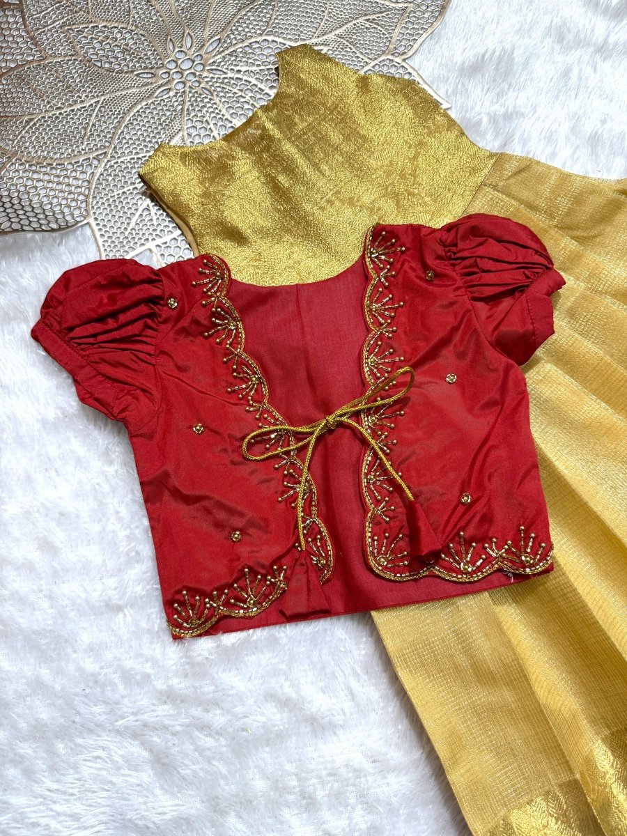 Heera - 2 in 1 Golden Red Designer MiniPattu