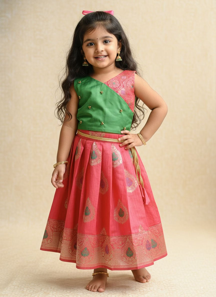 Jaanu - Green Pink Designer Minipattu