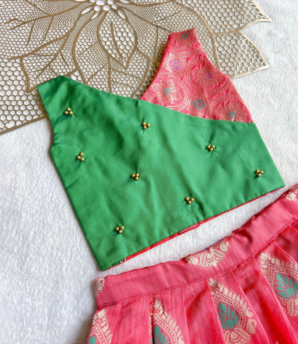 Jaanu - Green Pink Designer Minipattu