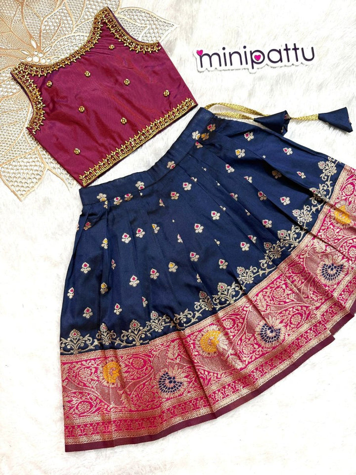 Jhanvi - Burgundy Navy Designer Minipattu