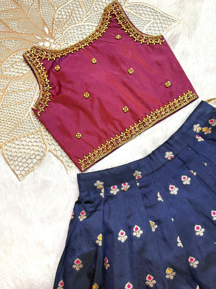 Jhanvi - Burgundy Navy Designer Minipattu