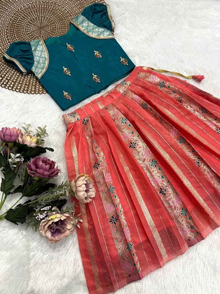 Kanika - Teal Green Pink Designer Minipattu