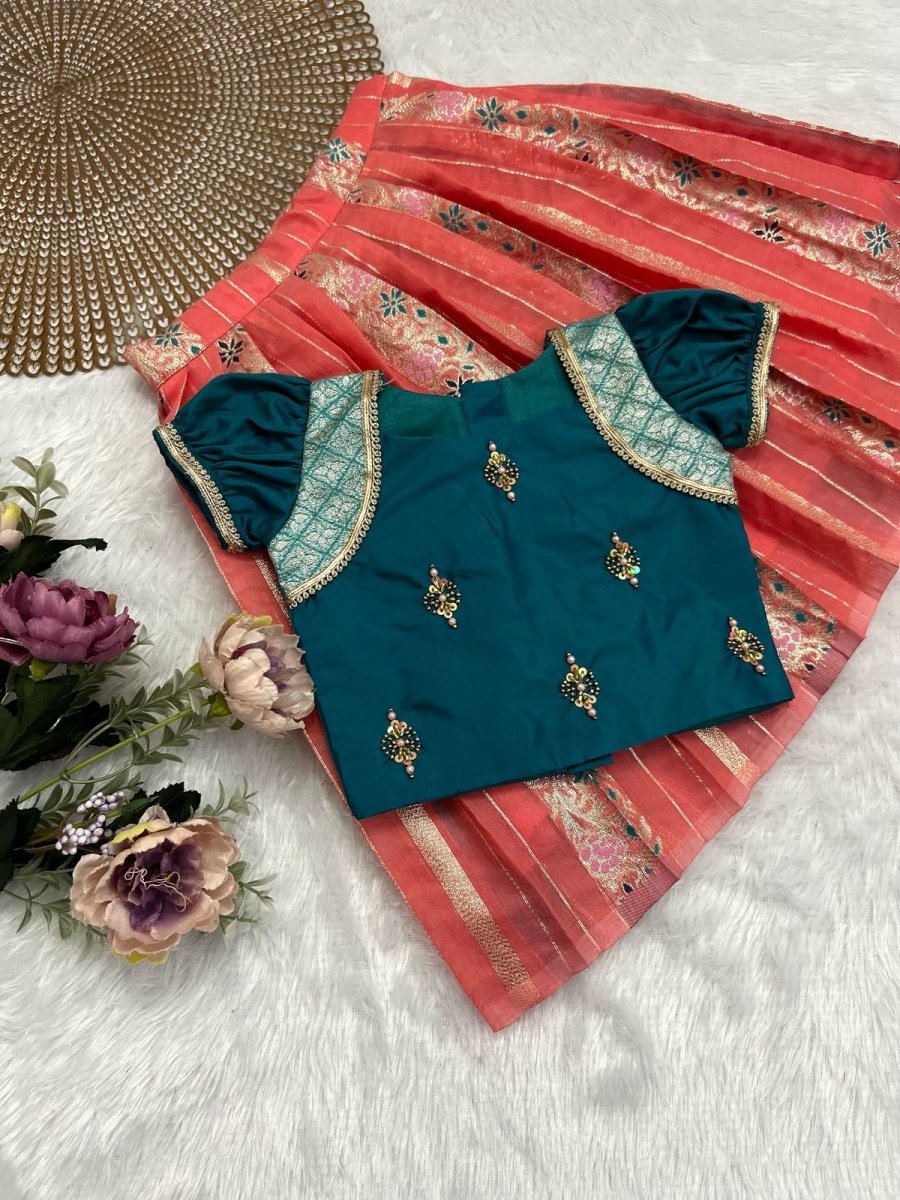 Kanika - Teal Green Pink Designer Minipattu