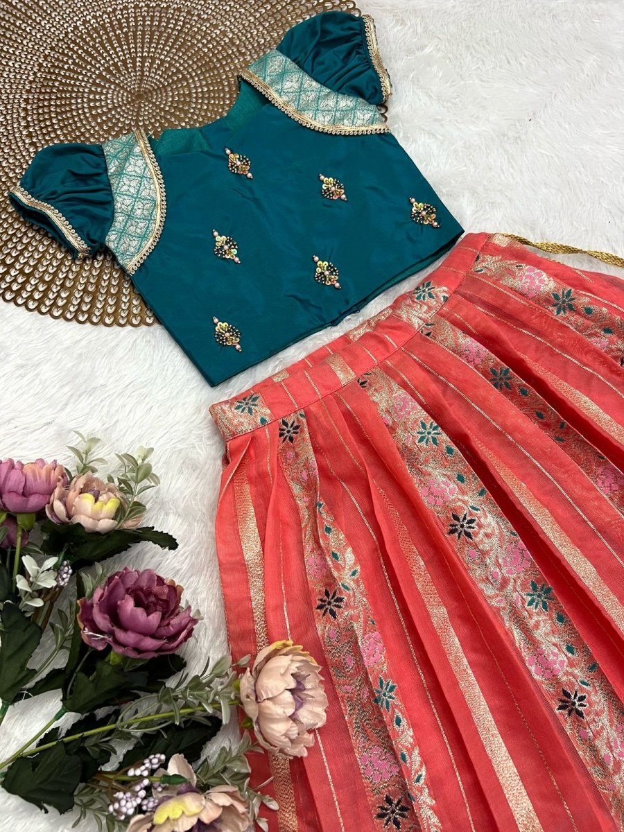 Kanika - Teal Green Pink Designer Minipattu