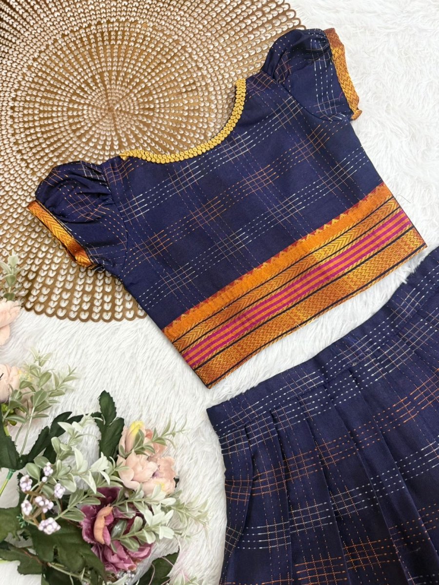 Kasturi - Navy Chettinad silk cotton Minipattu