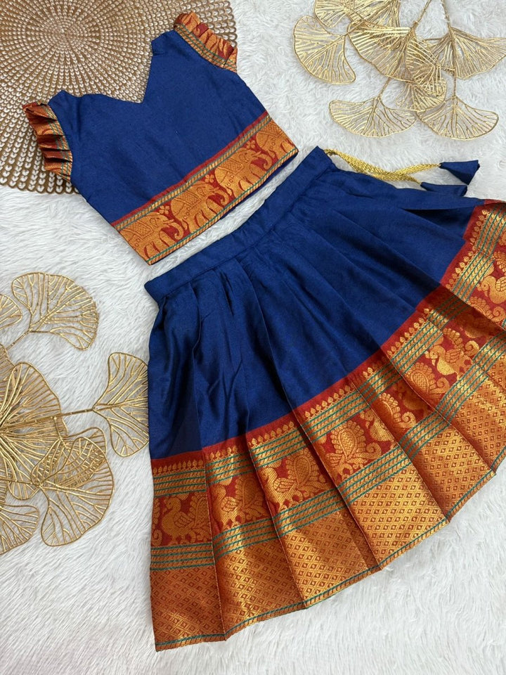 NB Kundhavai Chettinad Royal Blue Minipattu
