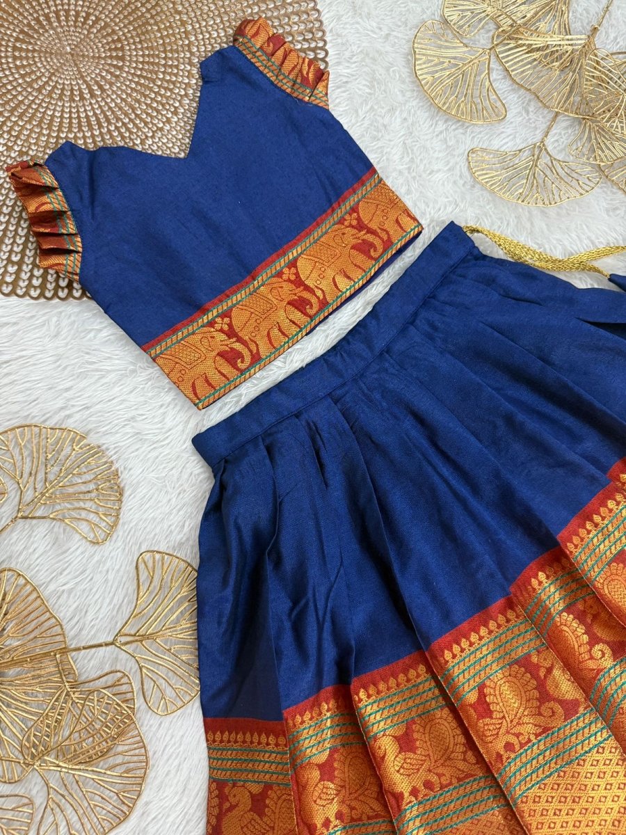 NB Kundhavai Chettinad Royal Blue Minipattu