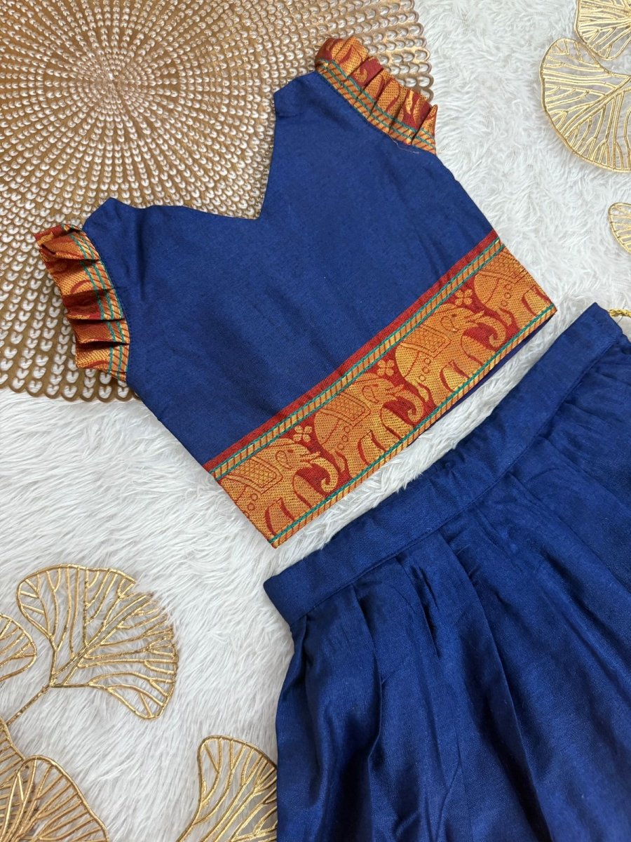 NB Kundhavai Chettinad Royal Blue Minipattu