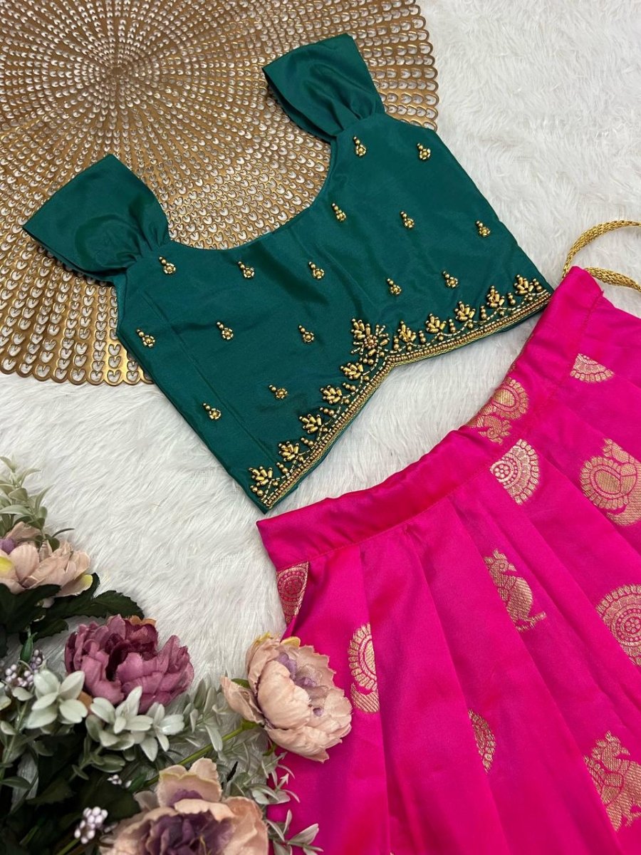 Leela - Green Pink Designer Minipattu