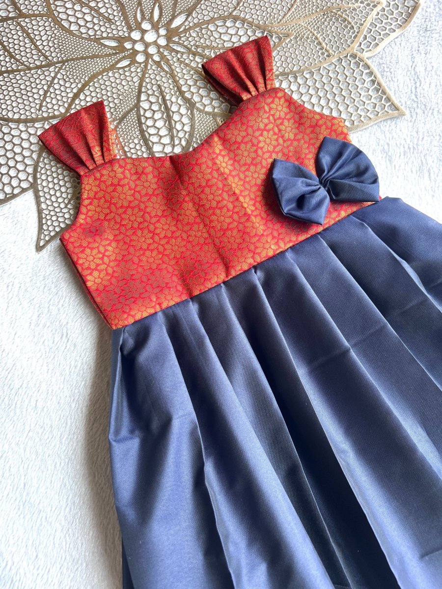 Malar - Red Navy Frock Minipattu