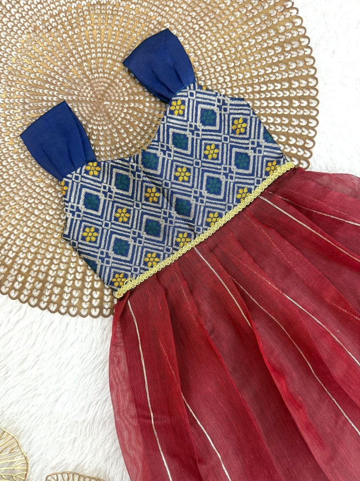Mazhalai - Blue Maroon Frock Minipattu