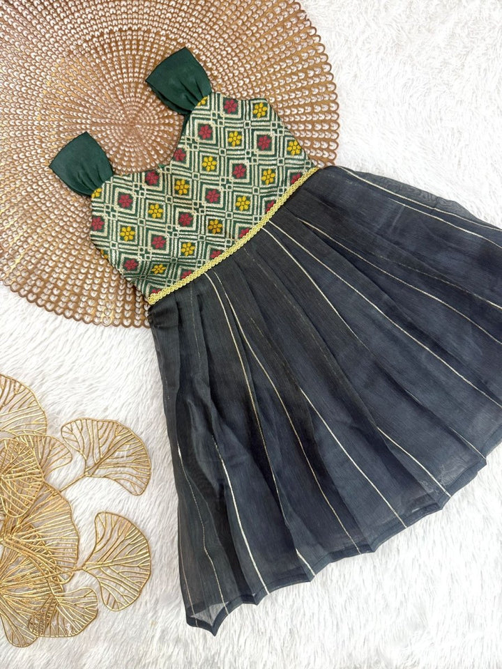 Mazhalai - Green Grey Frock Minipattu