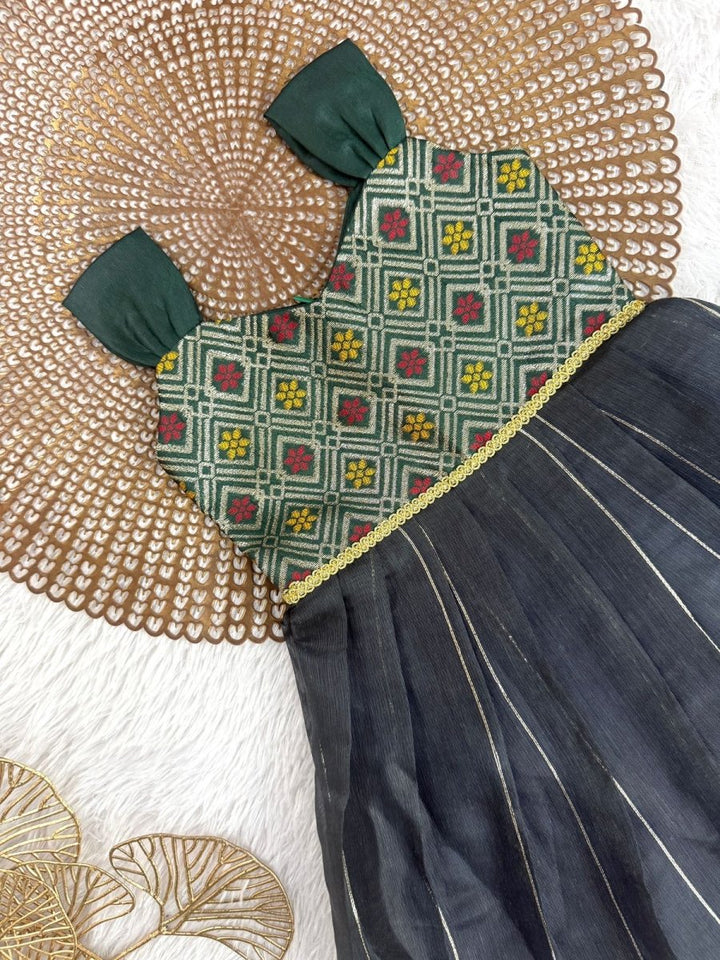 Mazhalai - Green Grey Frock Minipattu