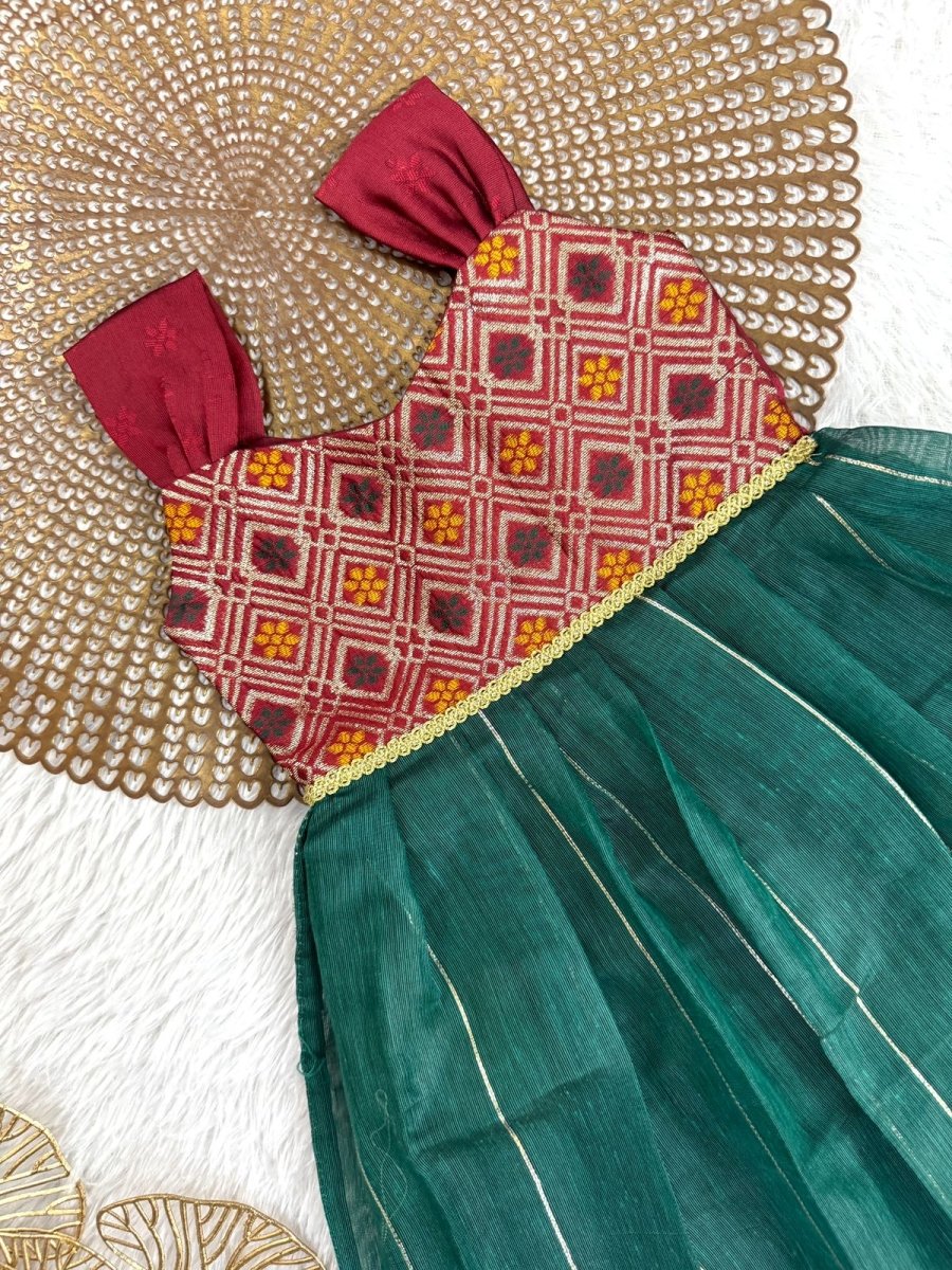 Mazhalai - Red Green Frock Minipattu