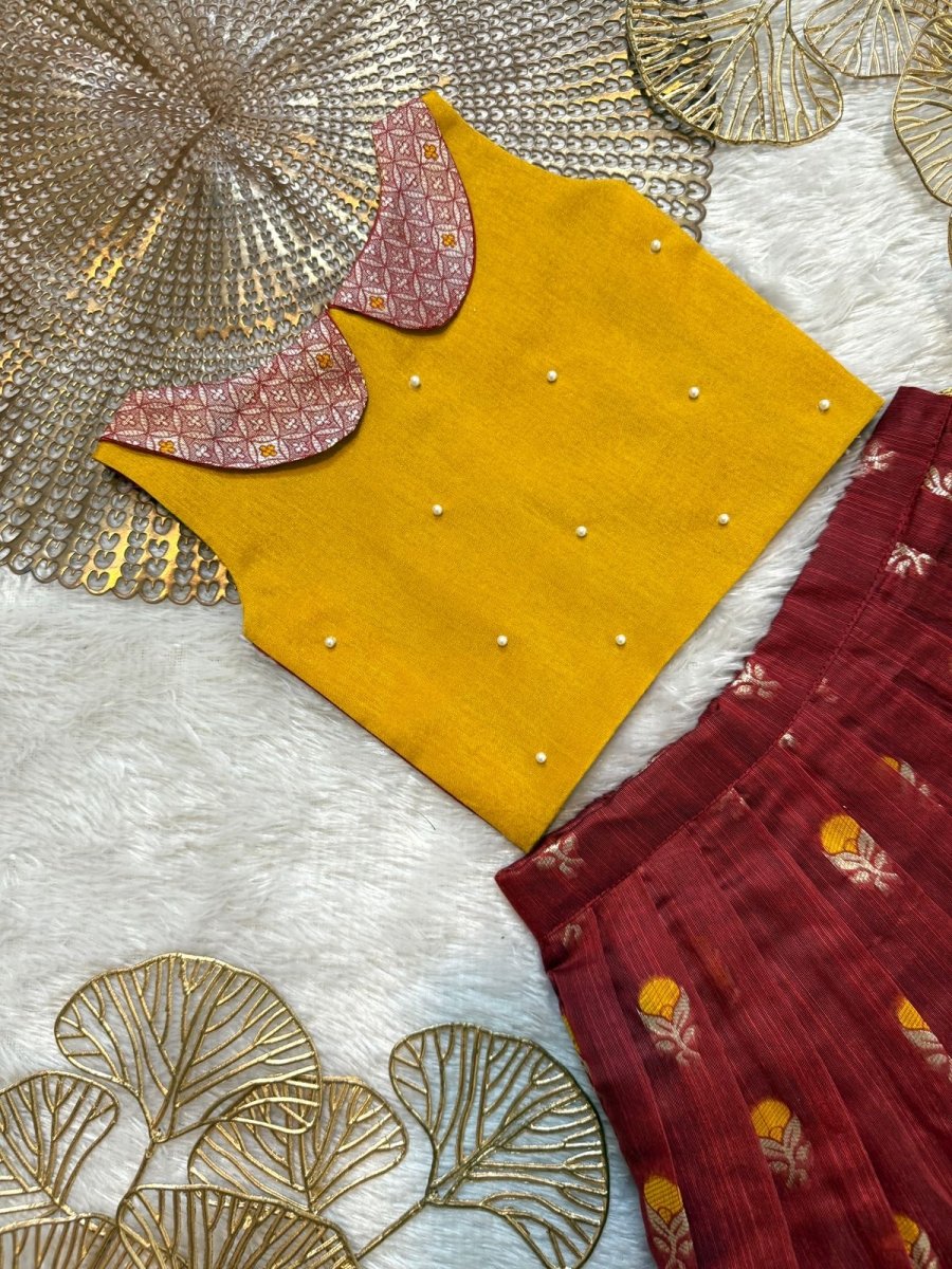 NB Nikita Mustard Maroon Minipattu