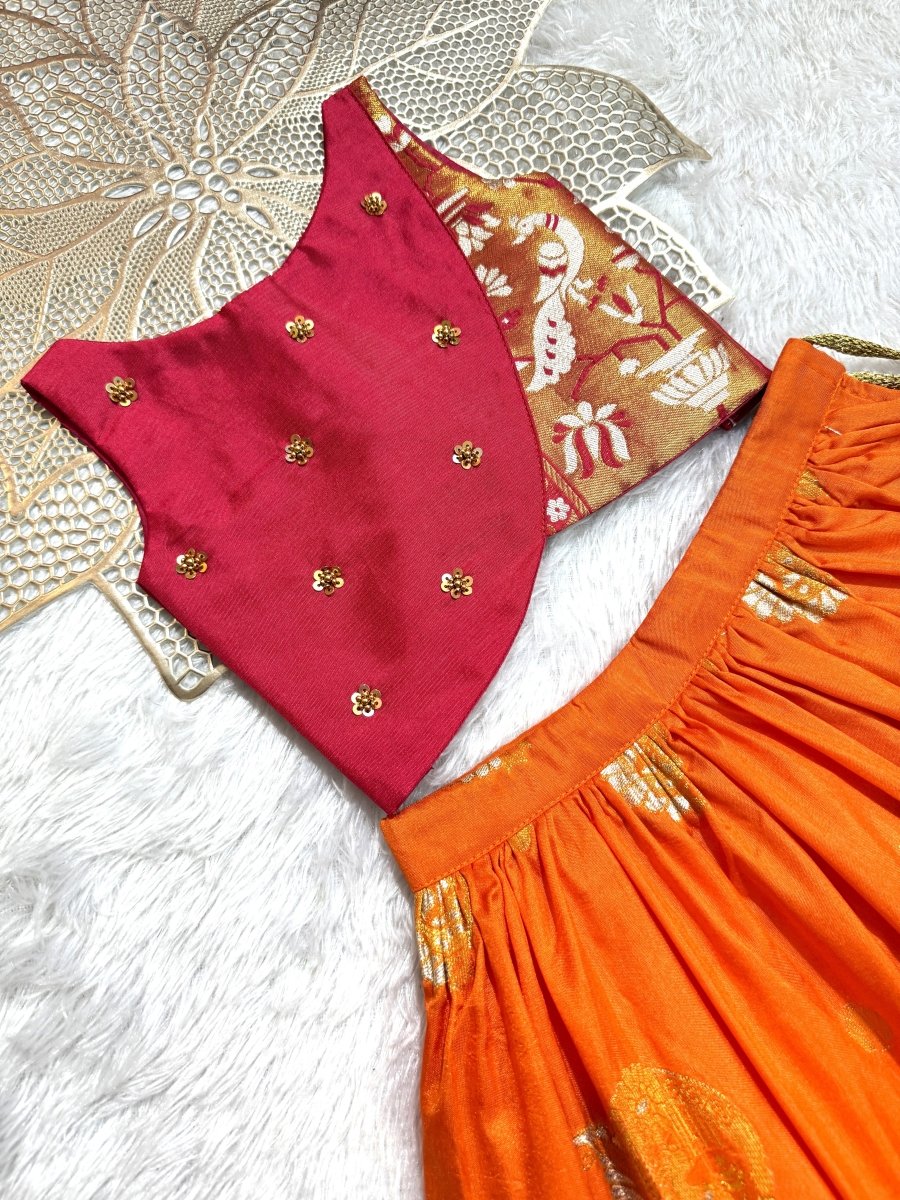 Poorna - Red Orange Designer Minipattu