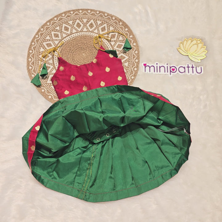 Vinusha - Maroon Green Frock-Cum-Romper Minipattu