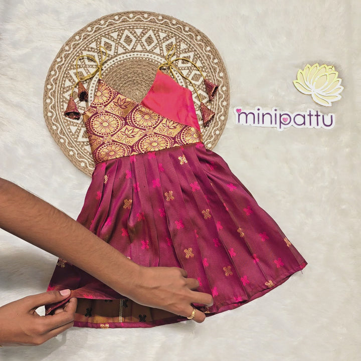 Vinusha - Magenta Pink Frock-Cum-Romper Minipattu