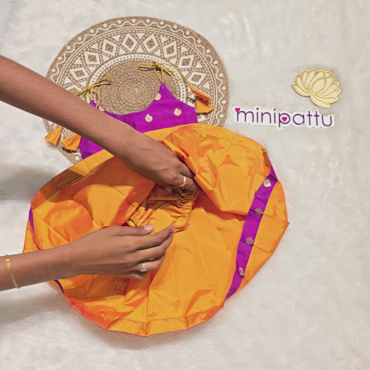 Vinusha - Magenta Yellow Frock-Cum-Romper Minipattu